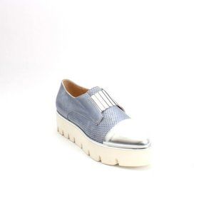 ITALIAN Blue Silver Suede Leather Platform Shoe